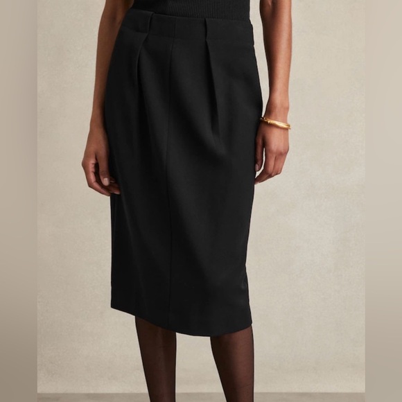Reiss Gabi Tailored Midi Suit Skirt Black Size 4 US - Picture 1 of 10